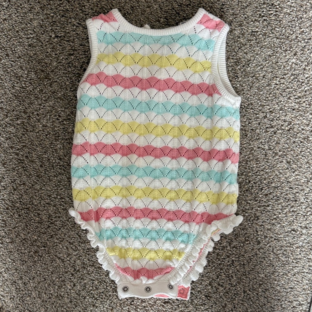 Janie and Jack Crochet Striped Onesie